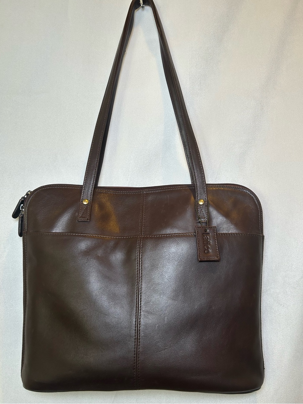 Latico Dark Brown Leather Laptop Work Briefcase Organizer Tote Shoulder Bag